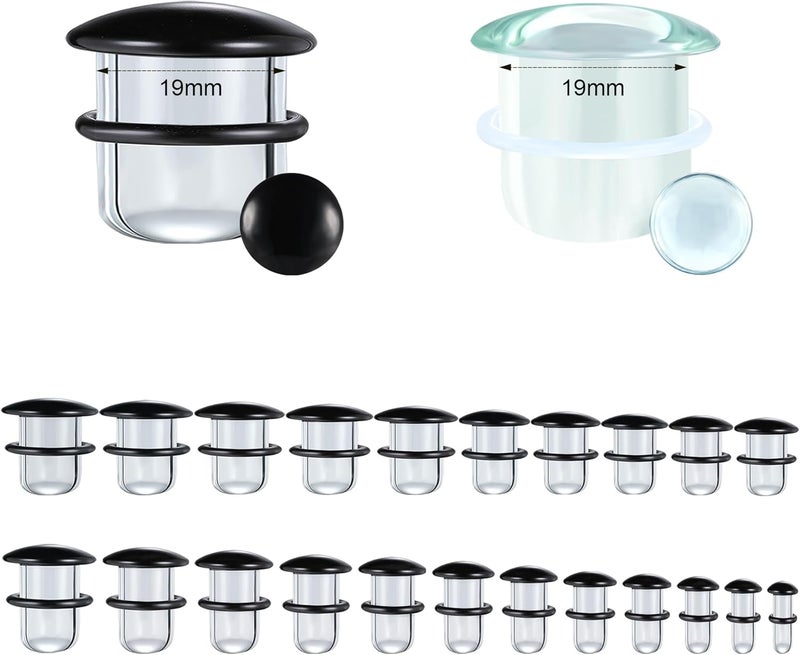 AccGin Store Glass Ear Stretching Kit Single Flare Plugs & Rubber Rings Unique 1mm Increments 3mm-25mm Gradual Sizing Smooth Glass Gauges for Daily Wear Earring Expander Stretcher Piercing Body Jewelry 4Pcs - Image 2